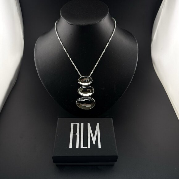 Robert Lee Morris RLM Necklace Modernist White Bronze Oval Pendant Bold QVC - Picture 2 of 11